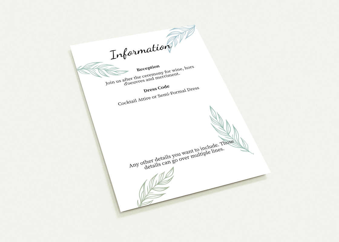 The Big Day Blue Branches Wedding Invitations (sold as pac of 10 cards, 2-sided, premium envelopes)
