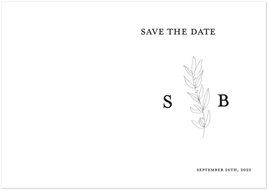 Minimalistic Initials Save the Date (sold as packs of 10 folded cards with white envelopes)