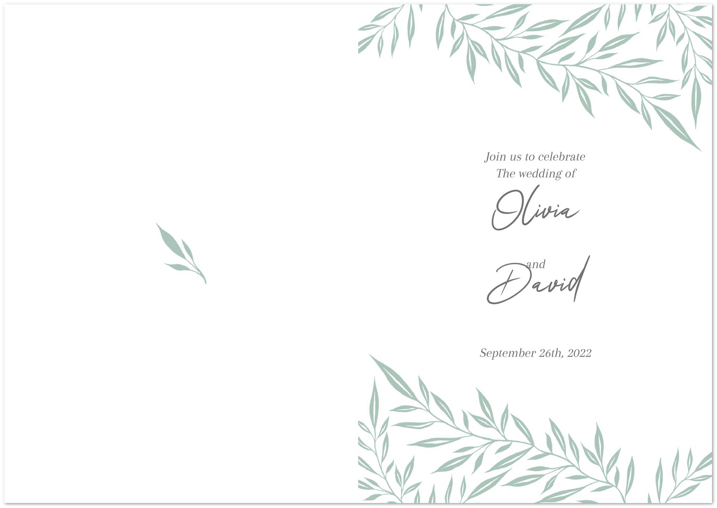 Tiny Branches Wedding invitations (sold as packs of 10 folded cards with white envelopes)