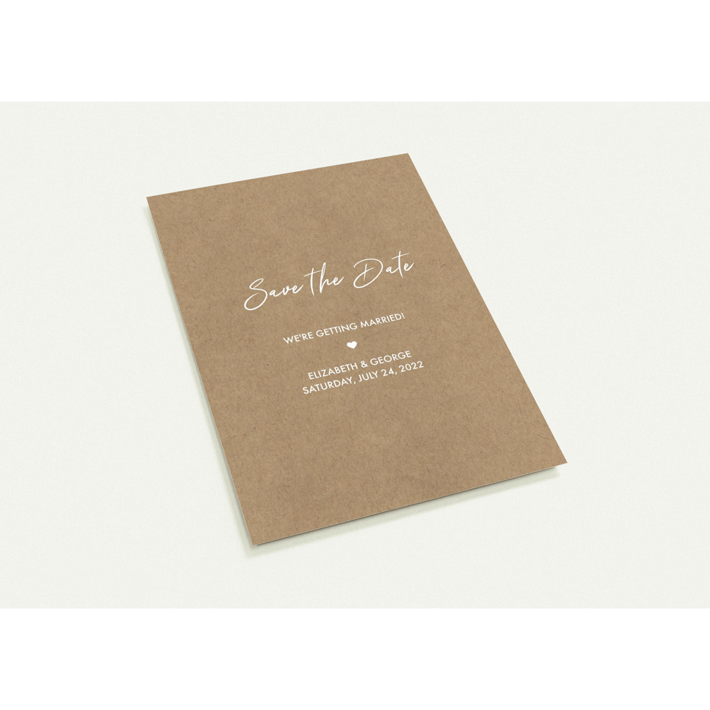 Basic Calligraphy Save the Date (sold as packs of 10 cards, flat, with white envelopes)