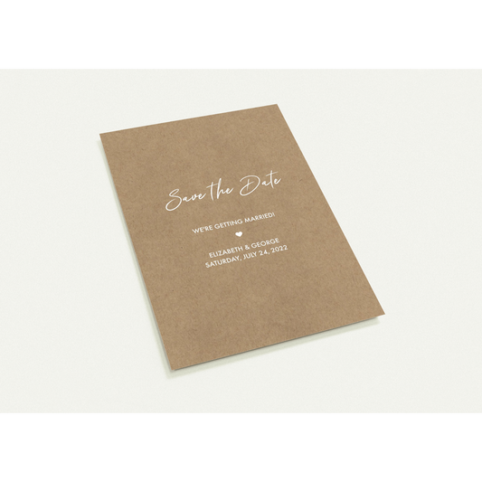 Basic Calligraphy Save the Date (sold as packs of 10 cards, flat, with white envelopes)