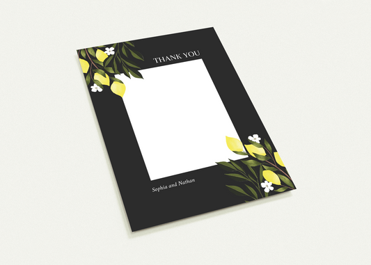 Bright Lemons Thank You Cards (sold as pack of 10 cards, flat, with white envelopes)