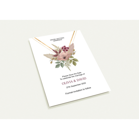 Floral Arrangement Save the Date (sold as packs of 10 cards, flat, with white envelopes)