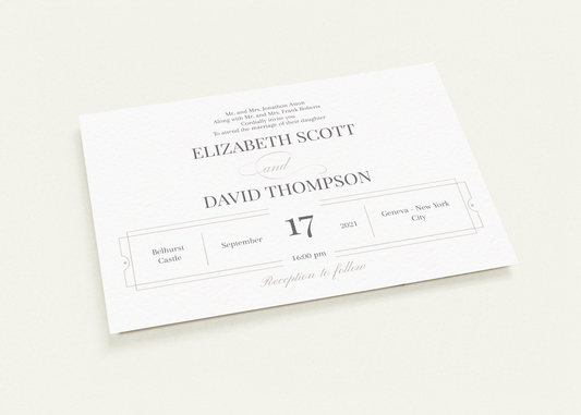 Edged And Beautiful Wedding invitations (sold as packs of 10 cards, flat, with white envelopes)