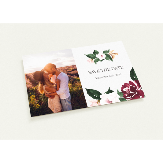 Full Blooms Save the Date (sold as packs of 10 cards, flat, with white envelopes)