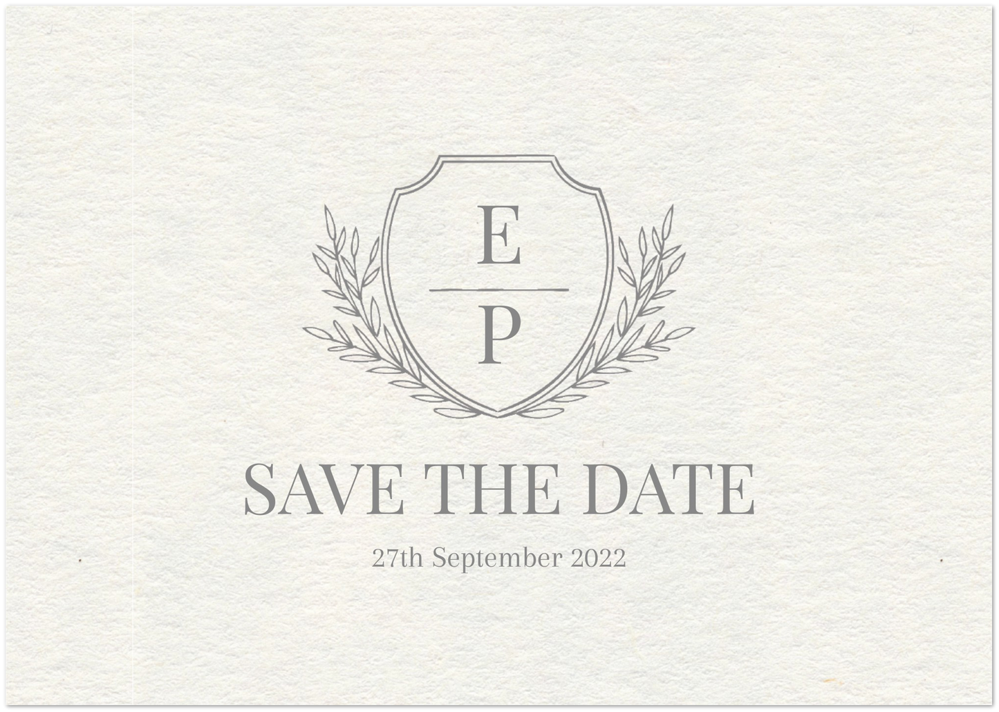 Static Crest Save the Date (sold as packs of 10 cards, flat, with white envelopes)