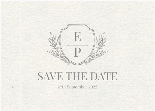 Static Crest Save the Date (sold as packs of 10 cards, flat, with white envelopes)