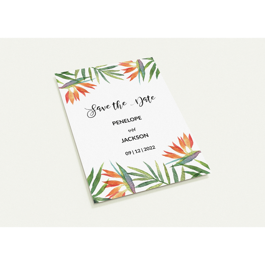 Watercolour Petals Save the Date (sold as packs of 10 cards, flat, with white envelopes)