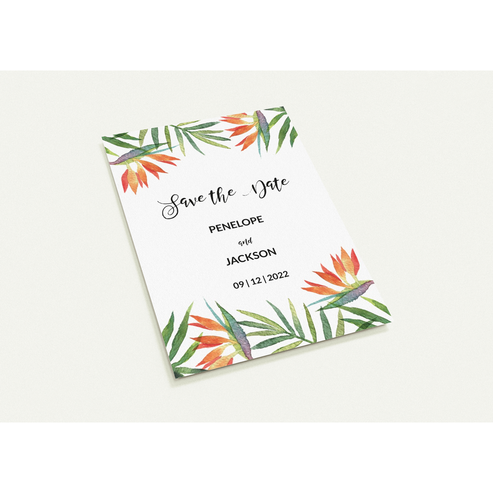 Watercolour Petals Save the Date (sold as packs of 10 cards, flat, with white envelopes)