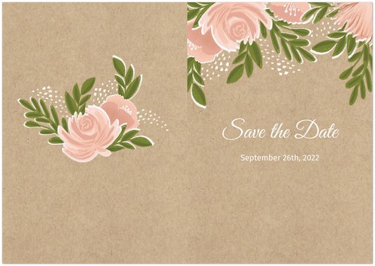 Rustic Roses Save the Date (sold as packs of 10 folded cards with white envelopes)