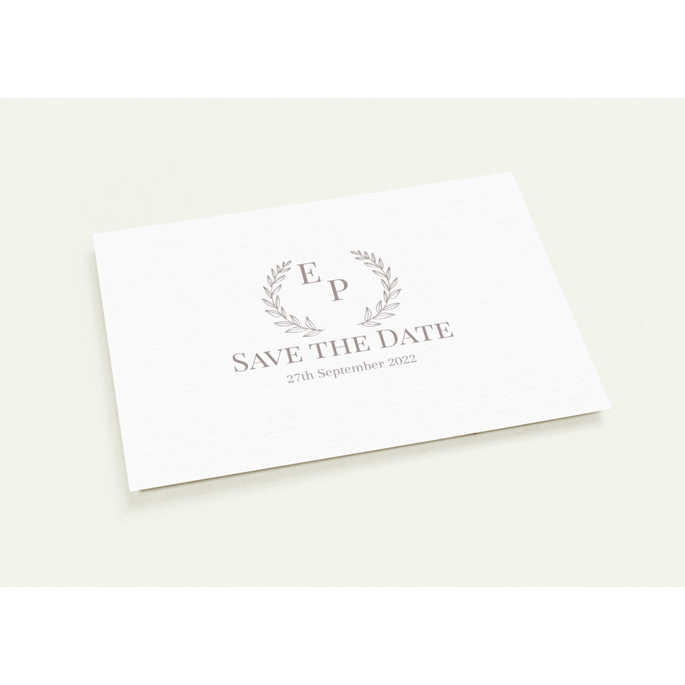 Classic Emblem Save the Date (sold as packs of 10 cards, flat, with white envelopes)