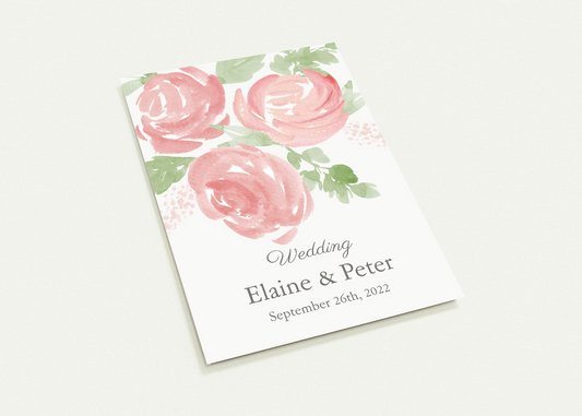 Rose Blooms Wedding invitations (sold as packs of 10 cards, flat, with white envelopes)