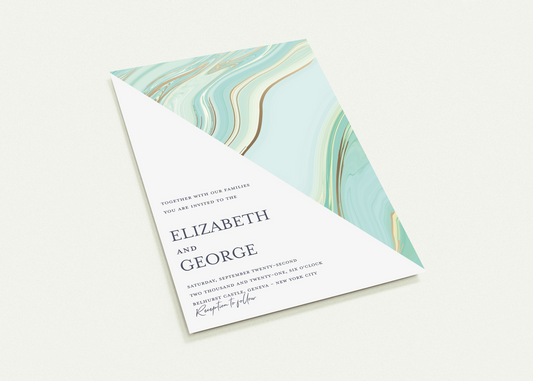Diagonal Marble Wedding invitations (sold as packs of 10 cards, flat, with white envelopes)