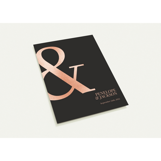 Rose Ampersand Wedding invitations (sold as packs of 10 cards, flat, with white envelopes)
