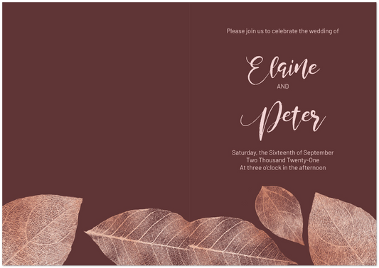 Autumn Leaves Wedding invitations (sold as packs of 10 folded cards with white envelopes)
