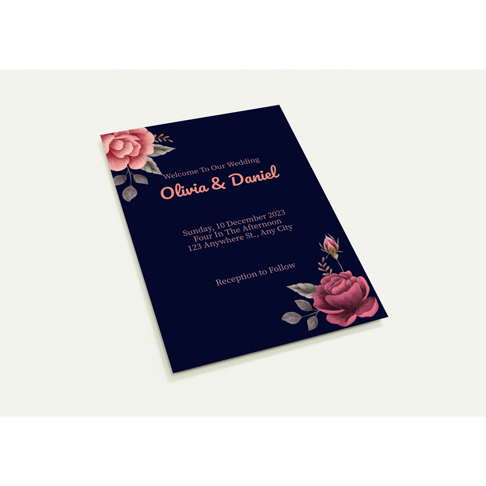 The Big Day Roses Wedding Invitation (sold as pack of 10 cards, 2-sided, standard envelopes)