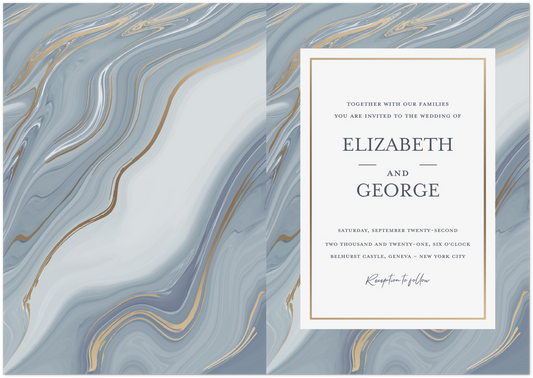 Marble Gradient Wedding Invitations (sold as packs of 10 folded cards with white envelopes)
