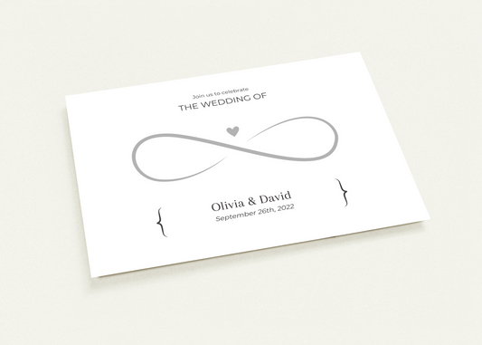 Infinity Sign Wedding invitations (sold as packs of 10 cards, flat, with white envelopes)