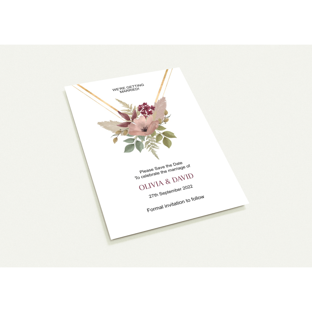 Floral Arrangement Save the Date (sold as packs of 10 cards, flat, with white envelopes)