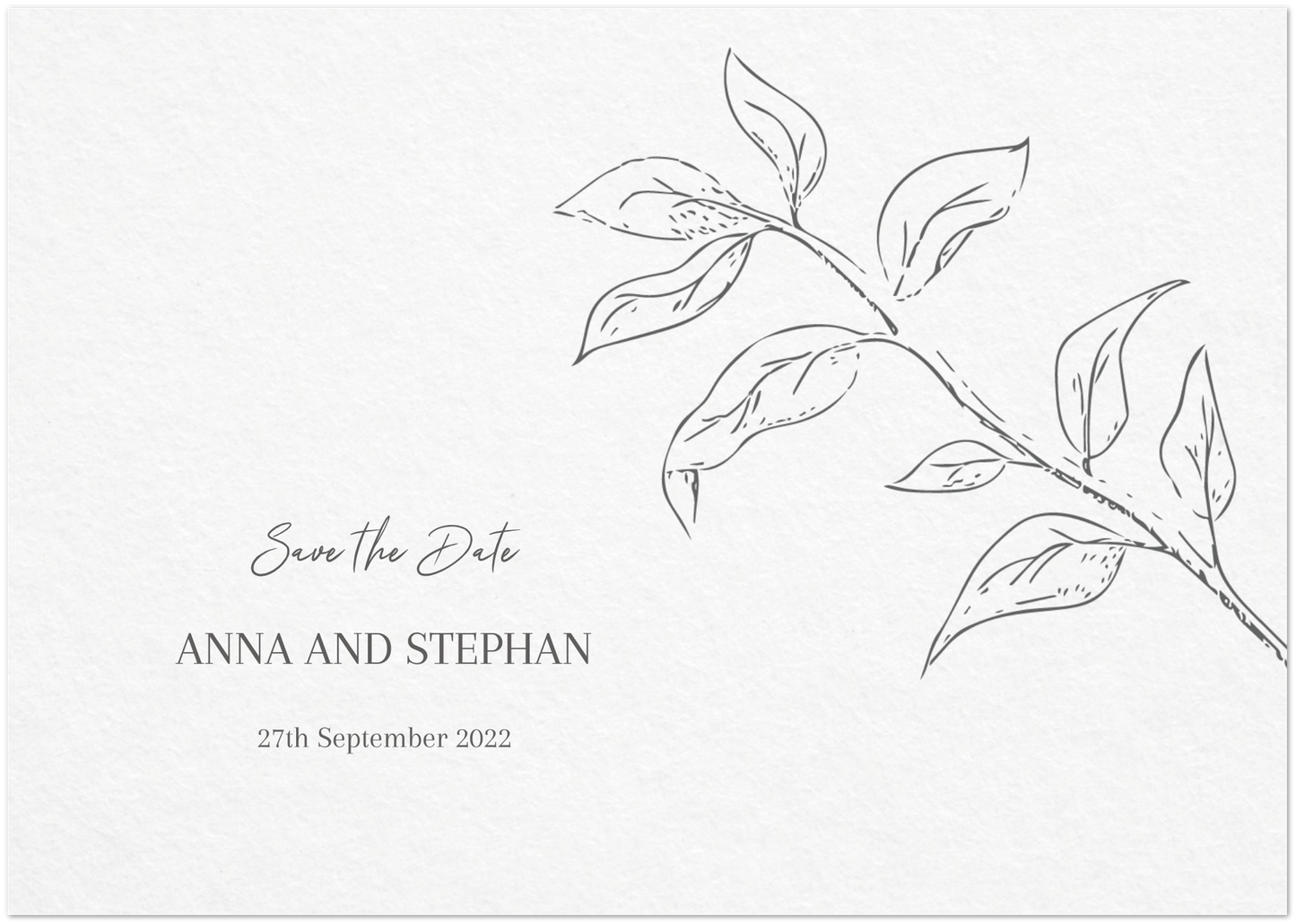 Minimal Sketchy Branch Save the Date (sold as packs of 10 cards, flat, with white envelopes)