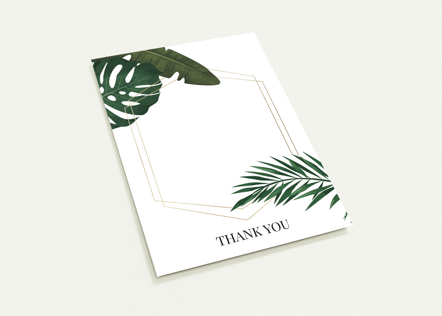 Tropical Frame Thank You Cards (sold as pack of 10 cards, flat, with white envelopes)