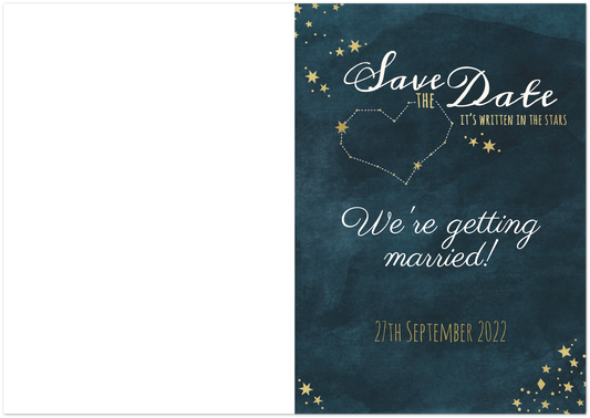 Stars At Night Save the Date (sold as packs of 10 folded cards with white envelopes)