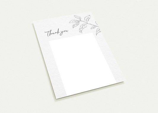 Essential Leaves Thank You Cards (sold as pack of 10 cards, flat, with white envelopes)