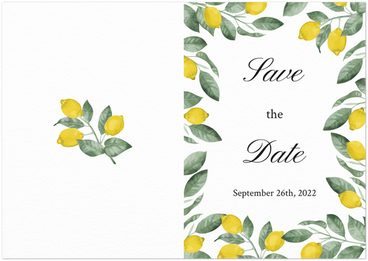 Joyful Lemons Save the Date (sold as packs of 10 folded cards with white envelopes)