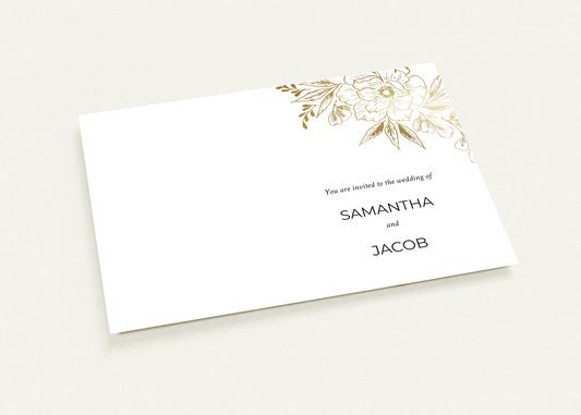 Top Right Arrangement Wedding invitations (sold as packs of 10 cards, flat, with white envelopes)
