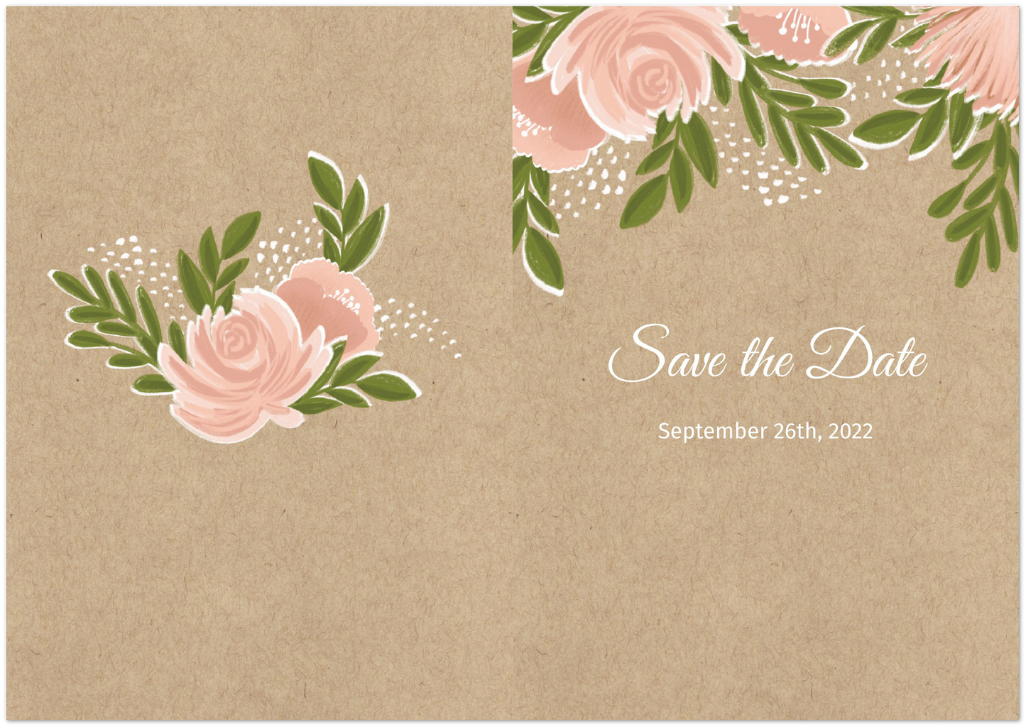 Rustic Roses Save the Date (sold as packs of 10 folded cards with white envelopes)