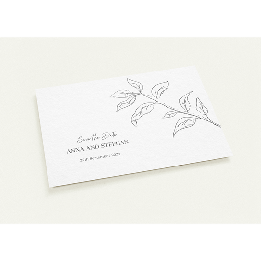Minimal Sketchy Branch Save the Date (sold as packs of 10 cards, flat, with white envelopes)