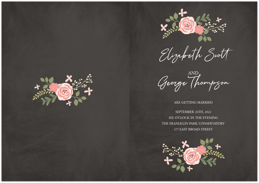 Floral Arrangement Wedding invitations (sold as packs of 10 folded cards with white envelopes)