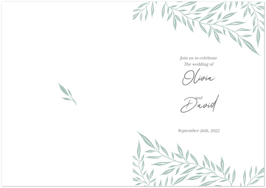 Tiny Branches Wedding invitations (sold as packs of 10 folded cards with white envelopes)