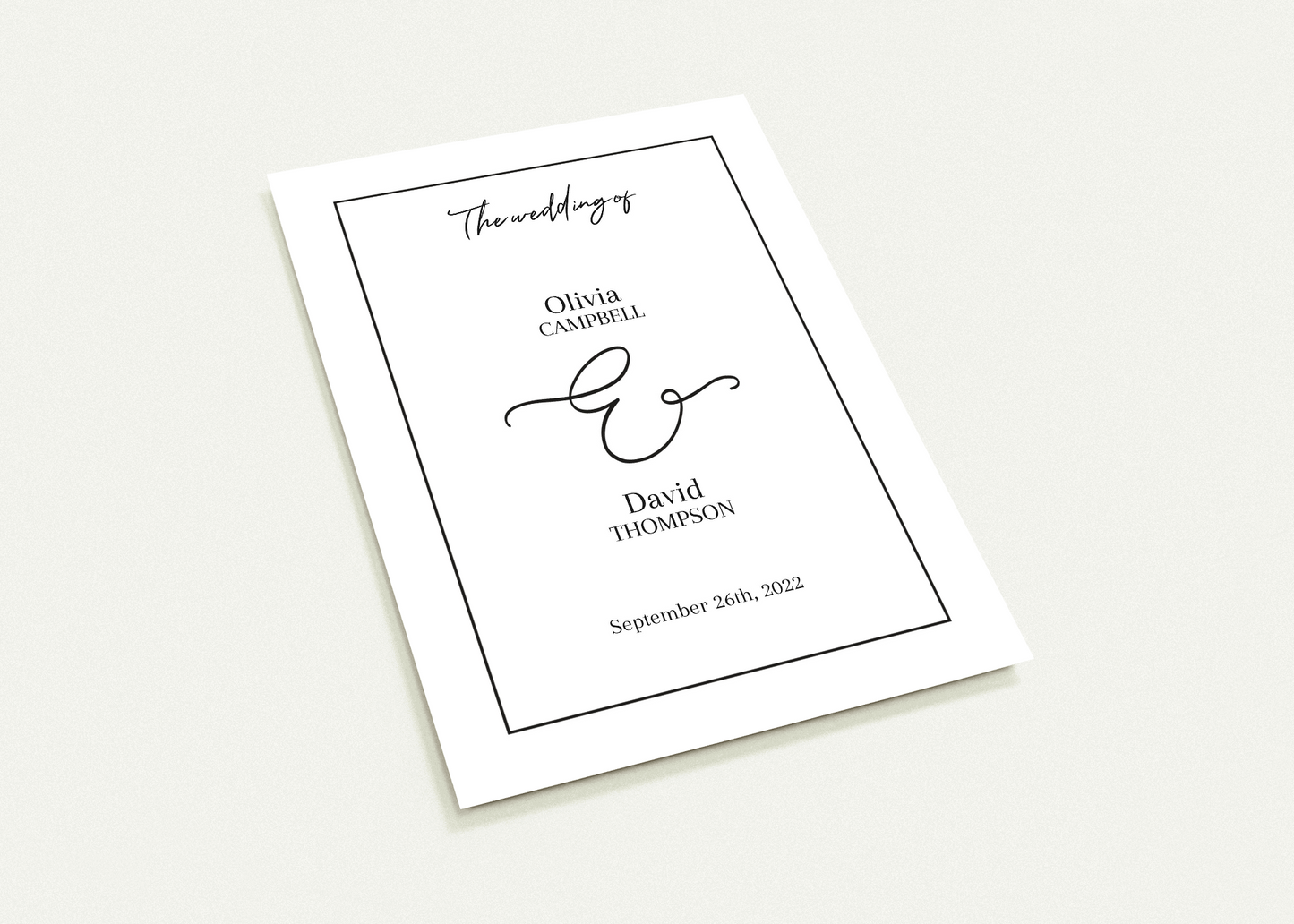 Minimal Calligraphic Wedding invitations (sold as packs of 10 cards, flat, with white envelopes)