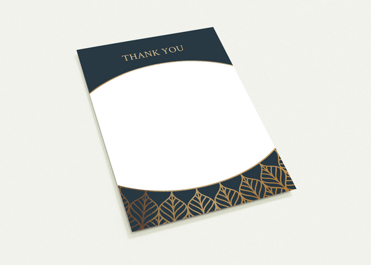 Golden Decoration Thank You Cards (sold as pack of 10 cards, flat, with white envelopes)