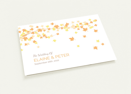 Maple Leaves Wedding invitations (sold as packs of 10 cards, flat, with white envelopes)