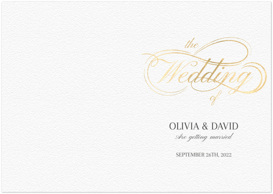 Swinging Calligraphy Wedding Invitations (sold as packs of 10 folded cards with white envelopes)