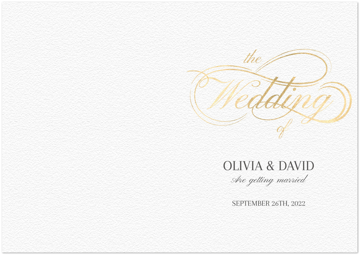 Swinging Calligraphy Wedding Invitations (sold as packs of 10 folded cards with white envelopes)