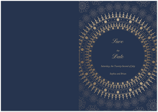 Blue Mandala Save the Date (sold as packs of 10 folded cards with white envelopes)