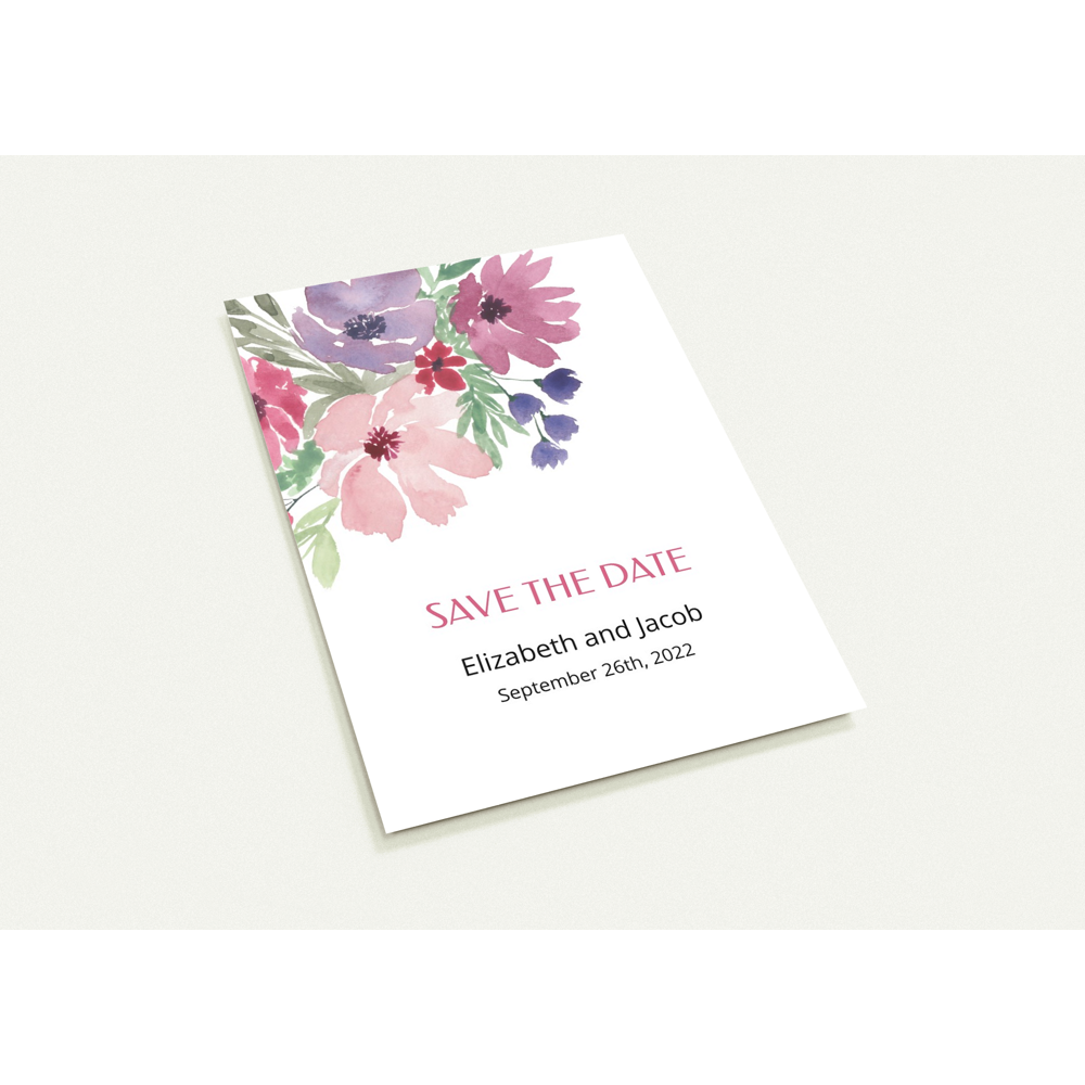 Summer Blooms Save the Date (sold as packs of 10 cards, flat, with white envelopes)