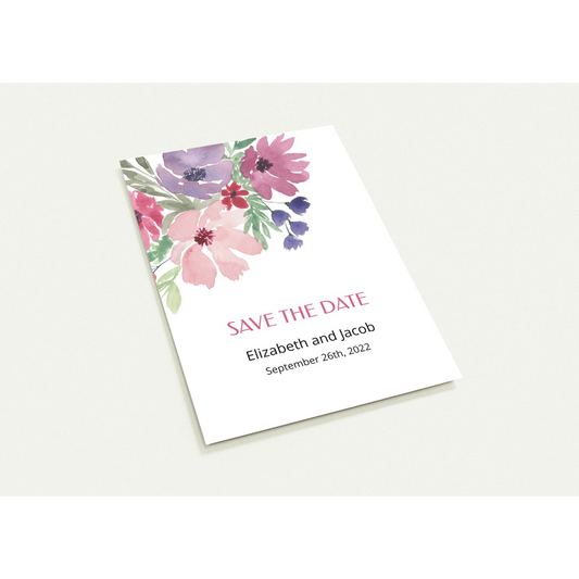 Summer Blooms Save the Date (sold as packs of 10 cards, flat, with white envelopes)
