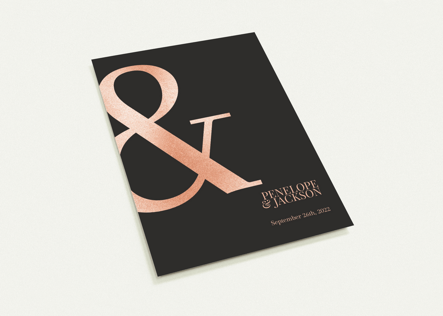 Rose Ampersand Wedding invitations (sold as packs of 10 cards, flat, with white envelopes)