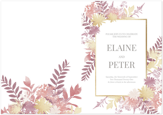 Red Plants Wedding Invitations (sold as packs of 10 folded cards with white envelopes)