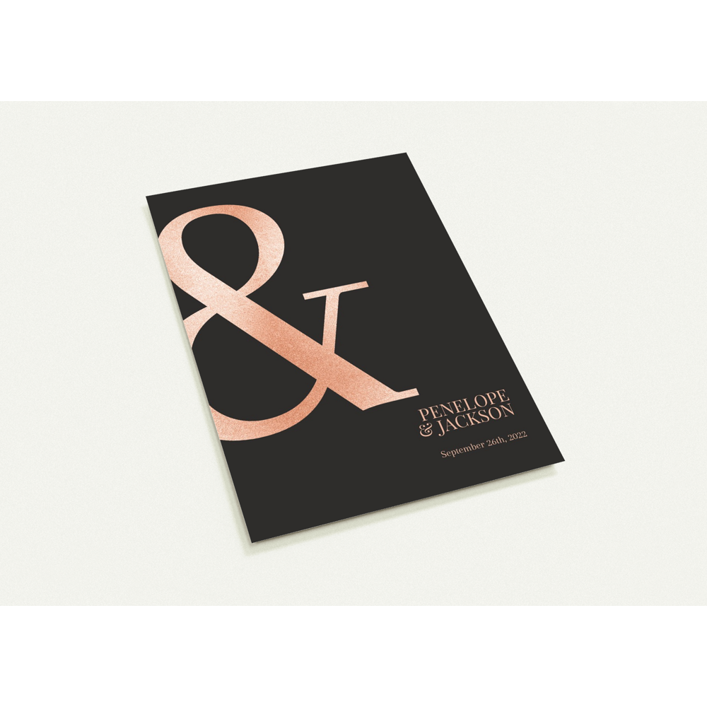 Rose Ampersand Wedding invitations (sold as packs of 10 cards, flat, with white envelopes)