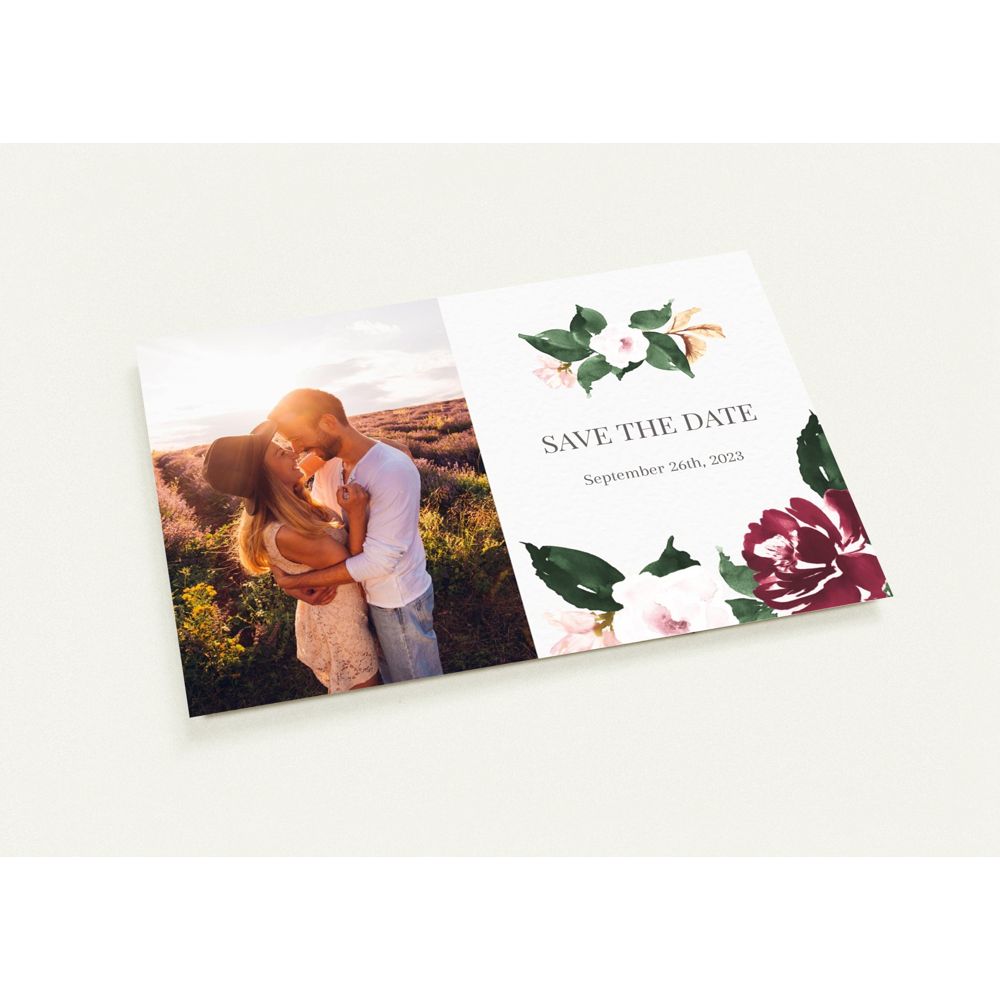 Full Blooms Save the Date (sold as packs of 10 cards, flat, with white envelopes)